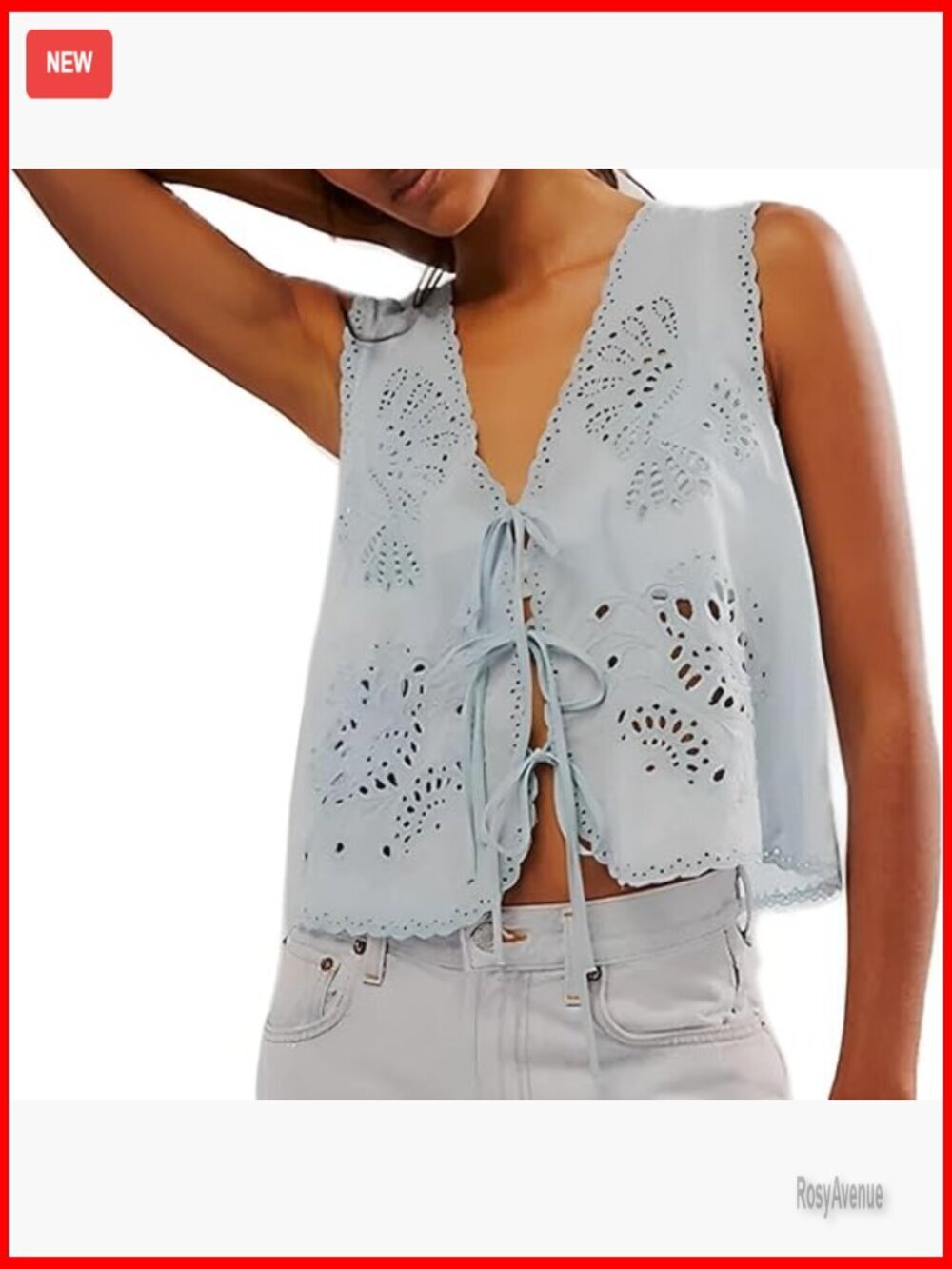 Eyelet Tie Front Tank Crop Top Sleeveless V Neck Y2k Going Out